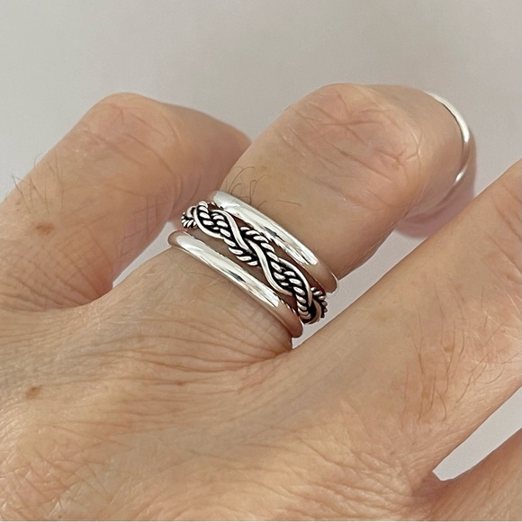 Sterling Silver Unisex Twisted Rope Ring, Silver Band, Braid Rings, Stackable - Picture 12 of 13